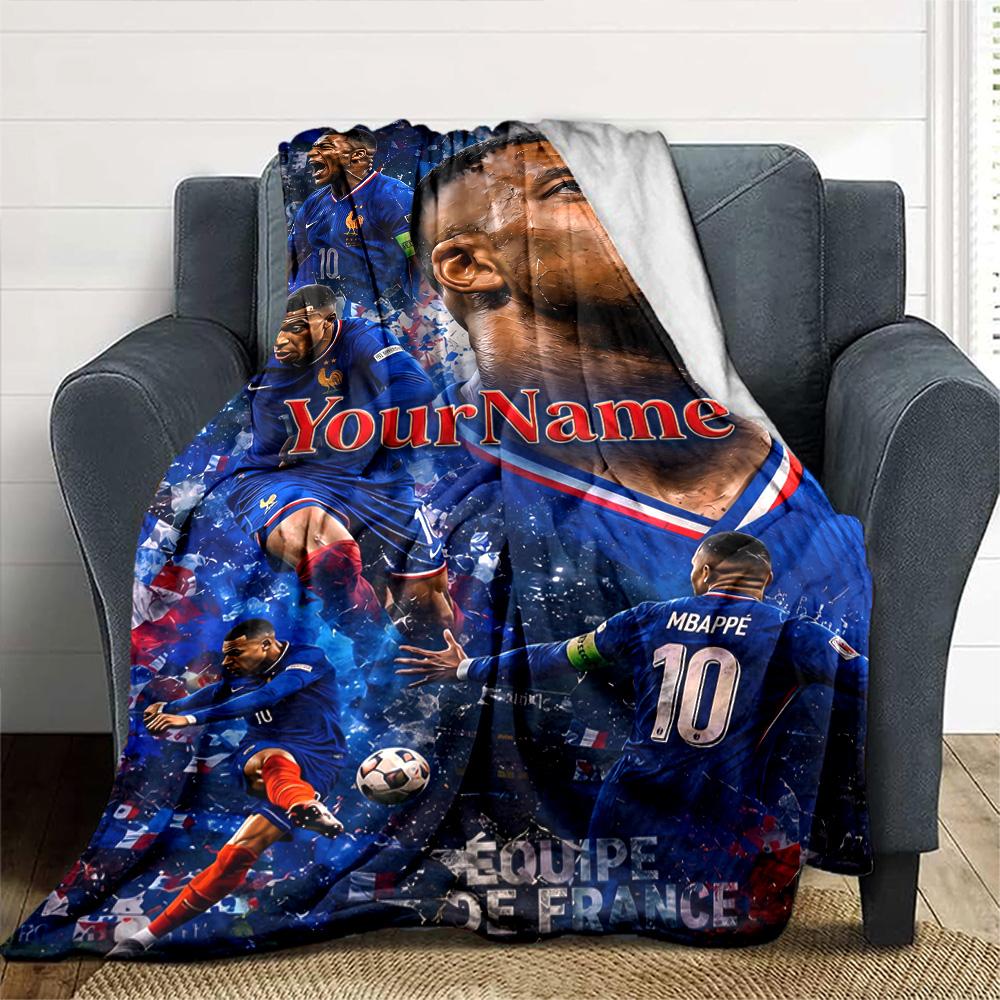 Coperta con Nome Personalizzato Mbappe Coperta Leggera Personalizzabile Morbida e Accogliente Adatta per Letto Decorazione Casa Divano Divano Quattro Stagioni Multiuso