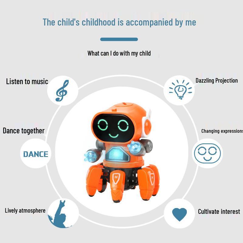Electric Six-Claw Dancing Octopus Robot Toy with Lights and Music for Kids