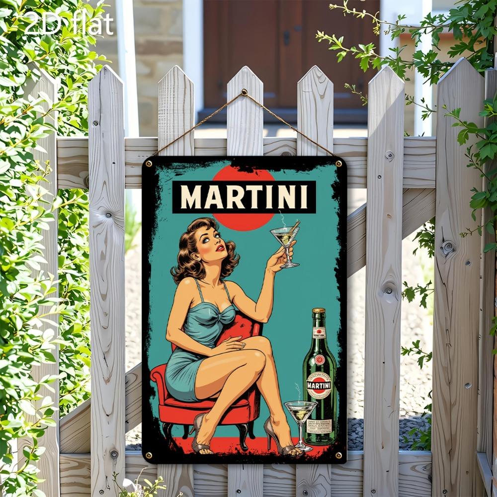 Cartello in Latta Pubblicitario Vintage Martini Decorazione Artistica da Parete Retrò per Uso Interno/Esterno Tema Film Classici