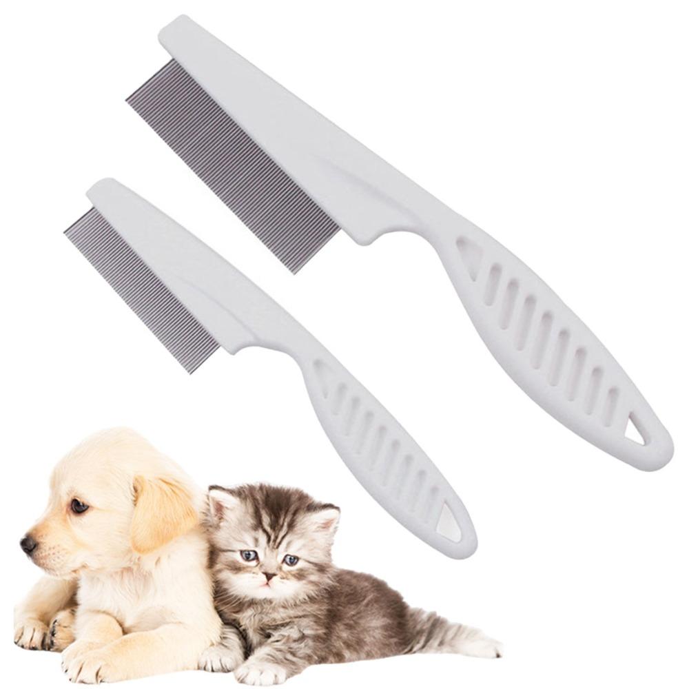 

Pet Grooming Comb - 2-in-1 Multifunctional Stainless Steel Comb for Flea, Tear Stain Removal, and Dehairing Dogs and Cats Face, Paws, and Body 1Pcs белый