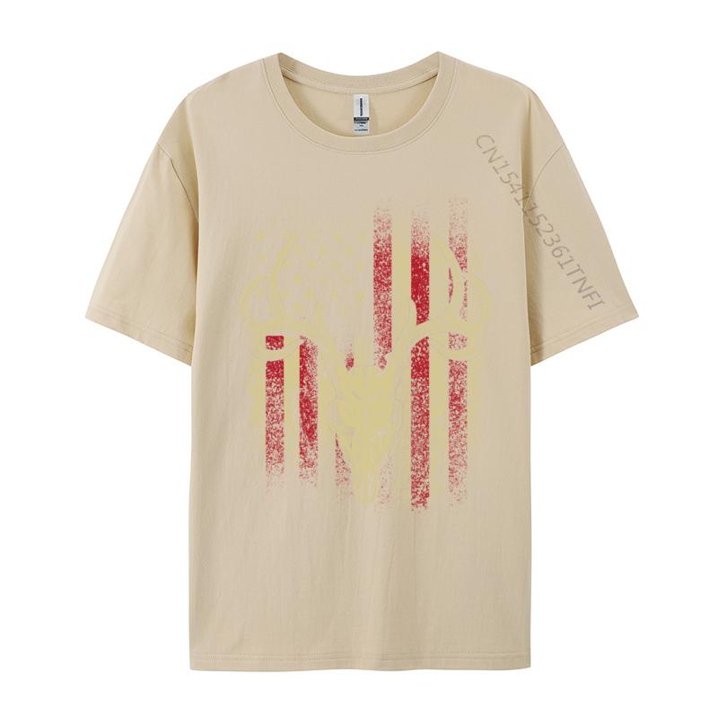 Unisex Clothing American Flag Deer Family Cotton Luxury Designer TShirts Tops Tees Slim Fit Casual Top TShirts