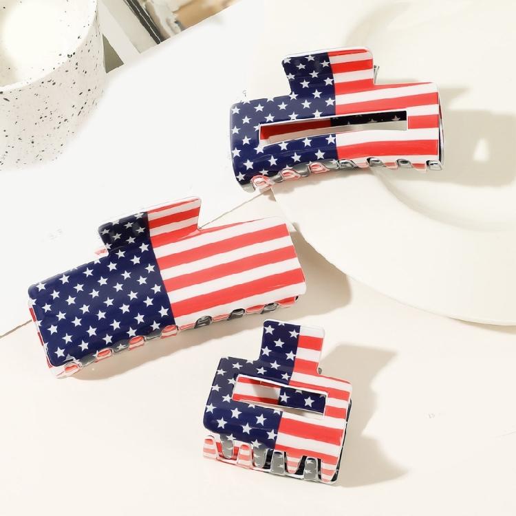 Unique American Flags Print Hair Claw Woman Long Thick Hair Ornament Anti Slip