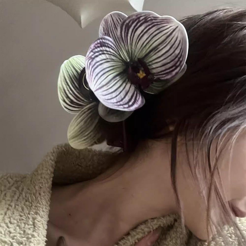 Butterfly Orchid Orchid Hair Clip Ponytail Clip Large Shark Clip Cute Flower Hair Claw  Daily