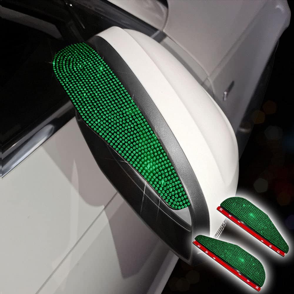 Car Rear View Mirror Rain Eyebrows, 2PCS Bling Crystal Rear View Mirror Rain Visor Shade Blocker Cover Car Side Mirror Accessories (Silver)
