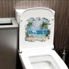 Broken Wall Beach Coconut Tree Toilet Cover - Bathroom Toilet Lid Decorative Sticker