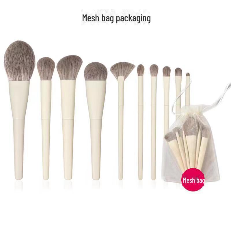 

Набор из 10 кистей для макияжа Zero-Degree: Маленькие молочно-белые кисти для хайлайтера, теней для век и румян. Полный набор инструментов для красоты.