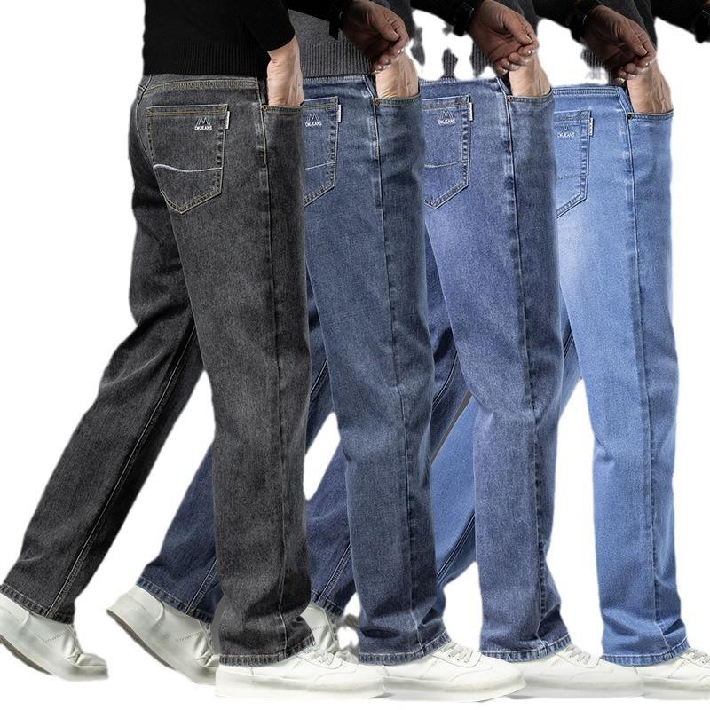 2024 Herbst/Winter Neue Große Gerade Röhre Lose Cowboy Herren Stretch Und Samt Dicke Warme Hose