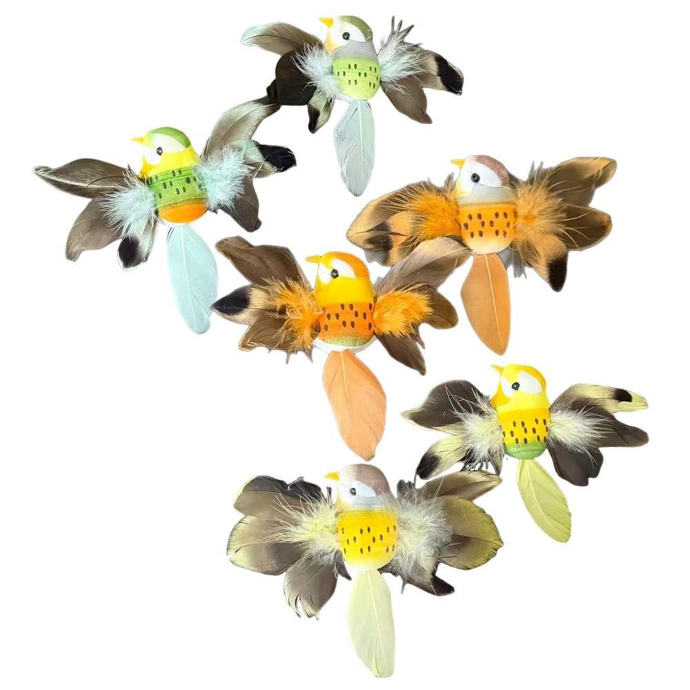 6 шт. Разноцветные колибри Искусственные птицы Пенопластовые с зажимами Искусственная пенопластовая птица Поделка Фото реквизит Симуляция Летающей птицы