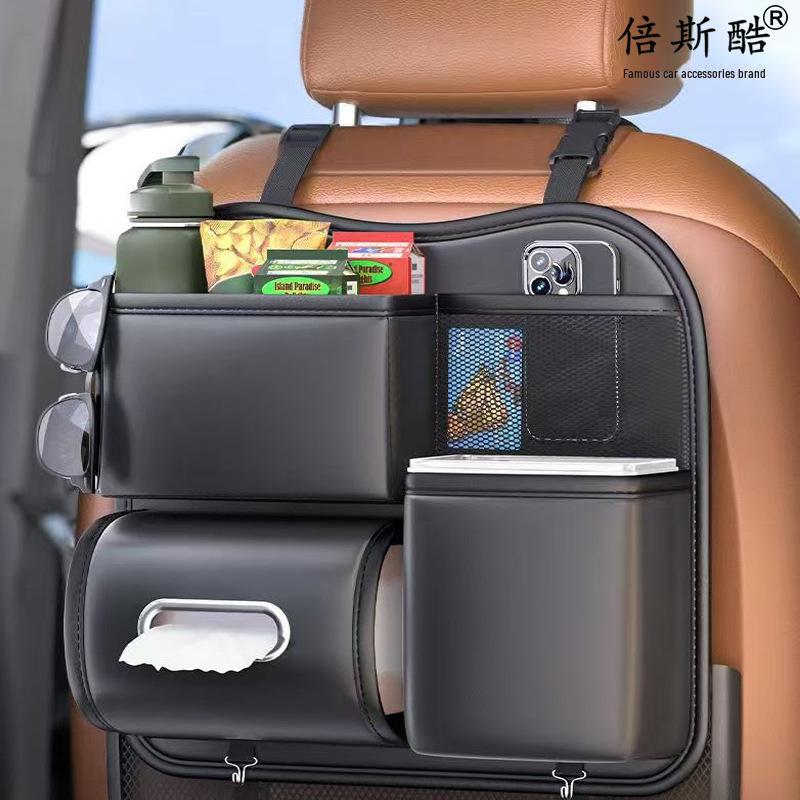

Waterproof Car Seat Back Organizer with Tissue Box and Storage Bag Dark Gray