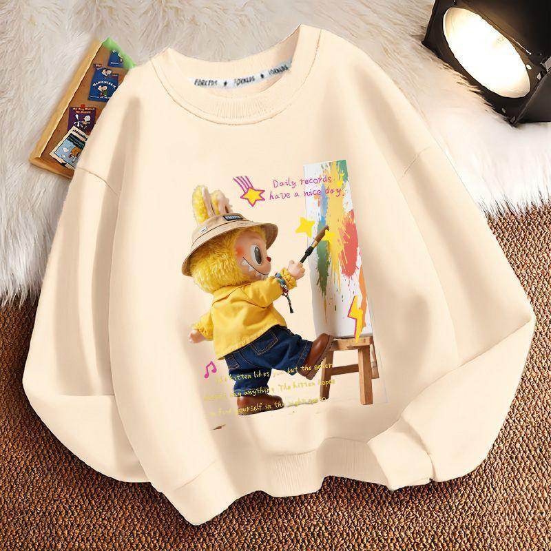 Children's Loose Round-neck Sweatshirt for Spring, Autumn and Winter, Cute Long-sleeved Loose Round-neck Coat for Boys and Girls
