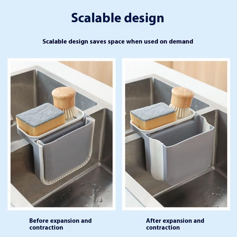 Kitchen Sink Retractable Drain Basket Suction Cup Hanging Storage Rack Kitchen Waste Pool Dry and Wet Separation Trash Organizer