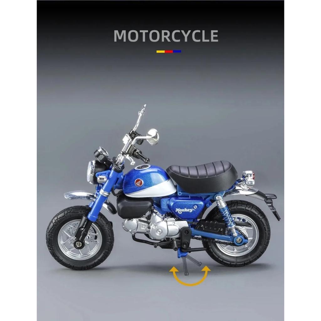 1/12 Honda Monkey 125 Alloy Motorcycle Model Die Cast Toy Vehicle Simulation Sound and Light Off Road Autocycle Collection Toys