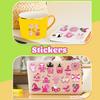 50Pcs Transparent Cartoon Pink Halloween Sticker Packs, Waterproof Transparent PET Hand Account Decorative Guitar Notebook Stickers