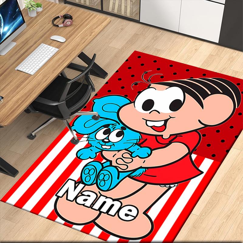 Custom Name Turma Da Mônica Printed Carpet, for Office Chair Living Room Bedroom Kitchen Room Decor Gifts.