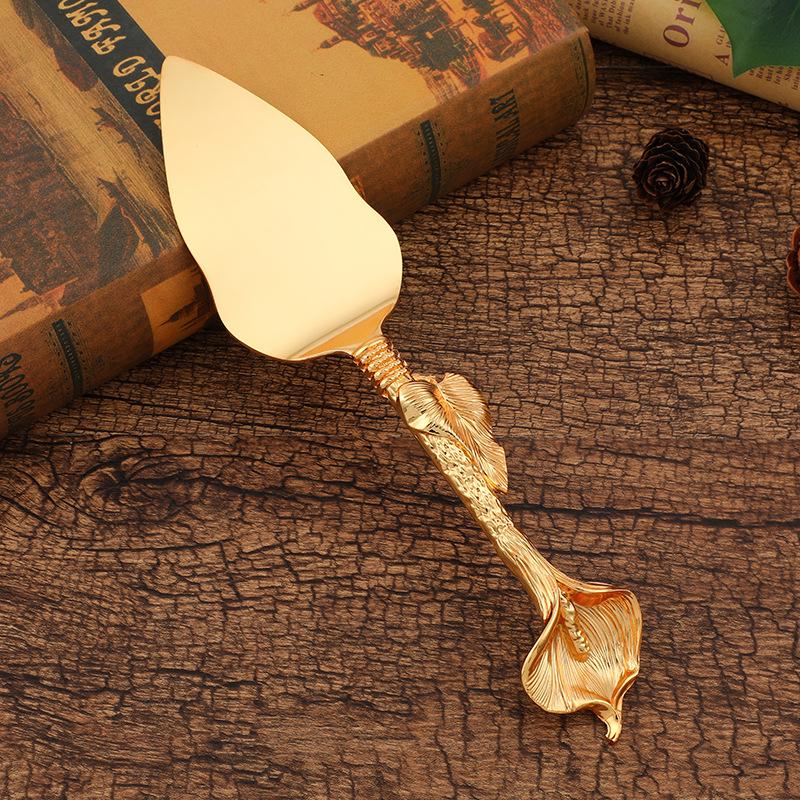 European Retro-style Zinc Alloy Exquisite Morning Glory Handle Western Tableware Home Cake Pizza Knife Shovel Bination
