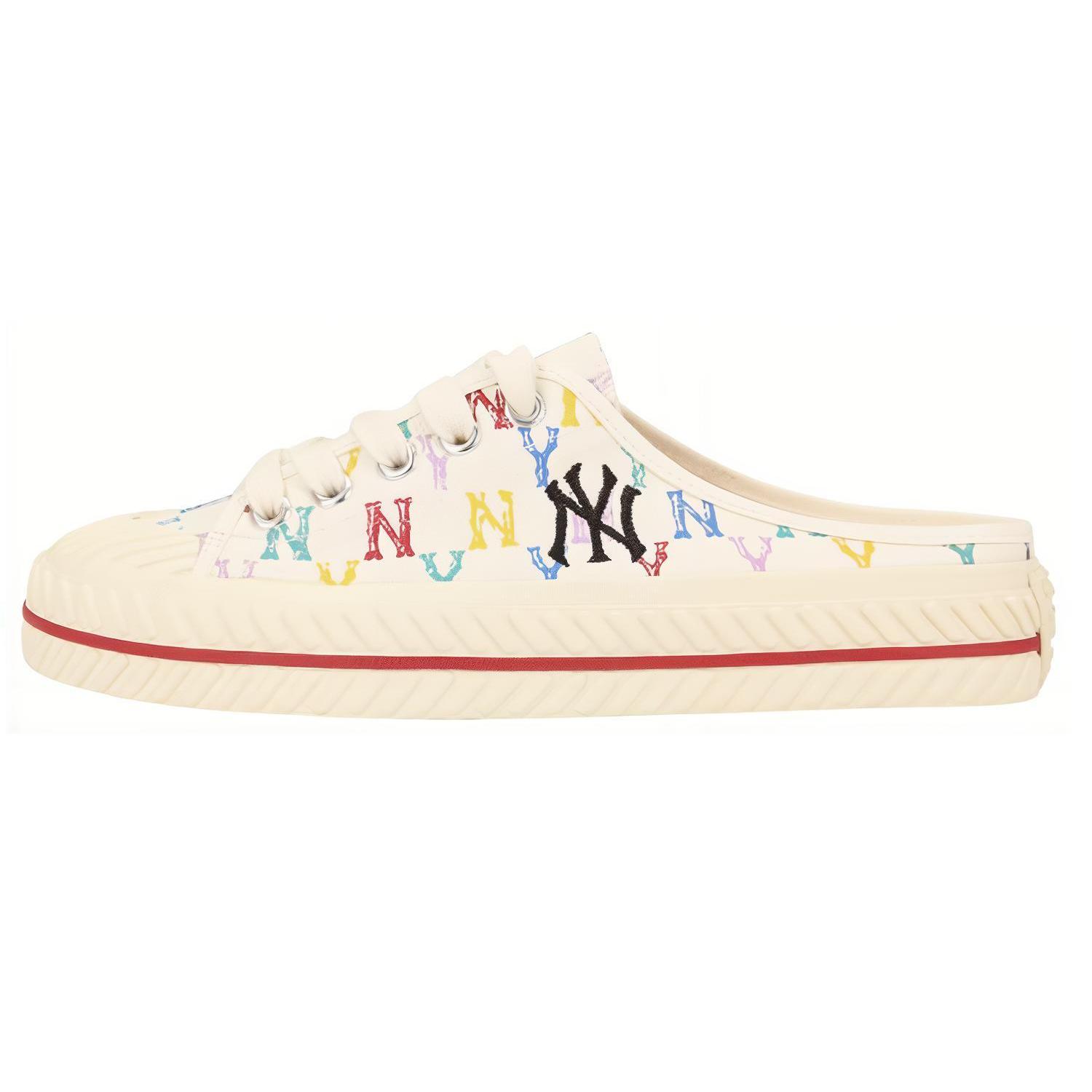 

New MLB Playball Mule Monogram Wear Resistant Low Top Canvas Shoes Unisex White 32SHSM111-50W 41