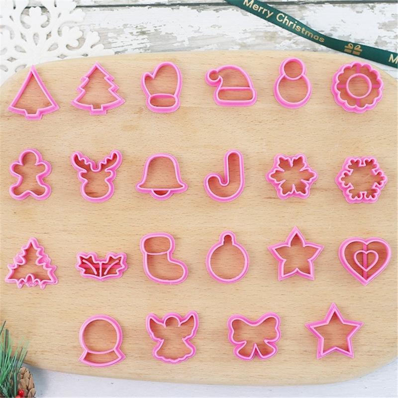 22 PCS Christmas Cookie Cutters Biscuit Cutter Multi Shapes Cookie Moulds PP Material Biscuit Mold Baking Accessories