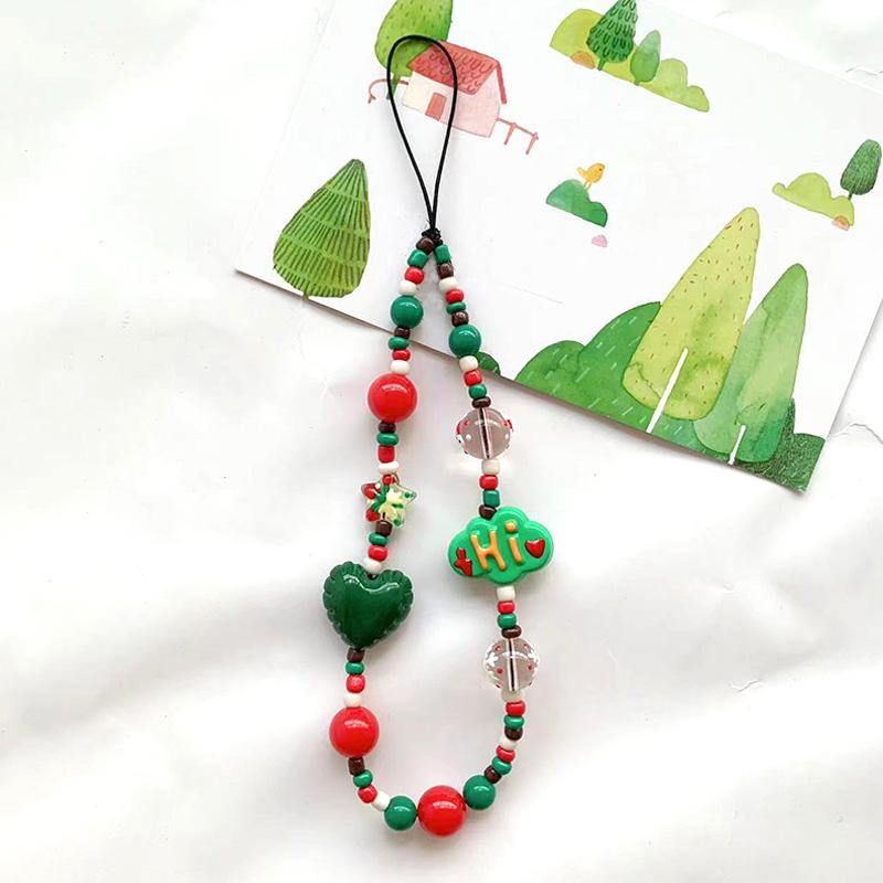 1PC Accessori Perline Portachiavi Carino Uomo Ragazza Natale Catena Per Telefono Gioiello Ciondolo Anti-Smarrimento Acrilico Regalo