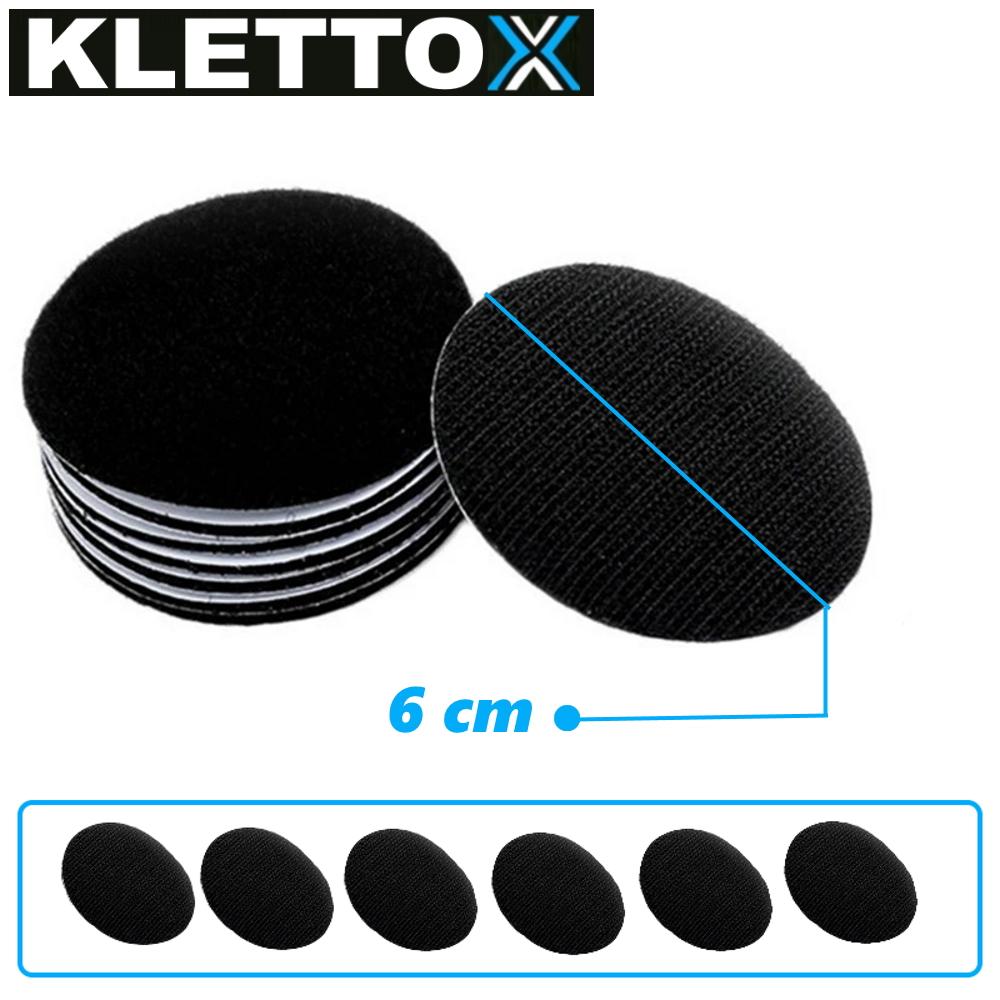 KLETTOX Velcro Pads Velcro Fastener Velcro Tape Velcro Dots Self-adhesive Round 6 Pieces