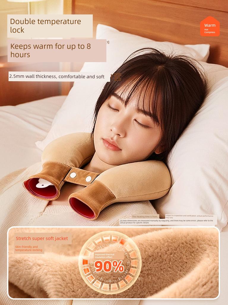 Hot Water Bottle, Water-Filled Warm Water Bag, U-Shaped Heating Pad, Neck Heating Pad for Bed, Special for Girls, Hot Water Neck Protection Bag