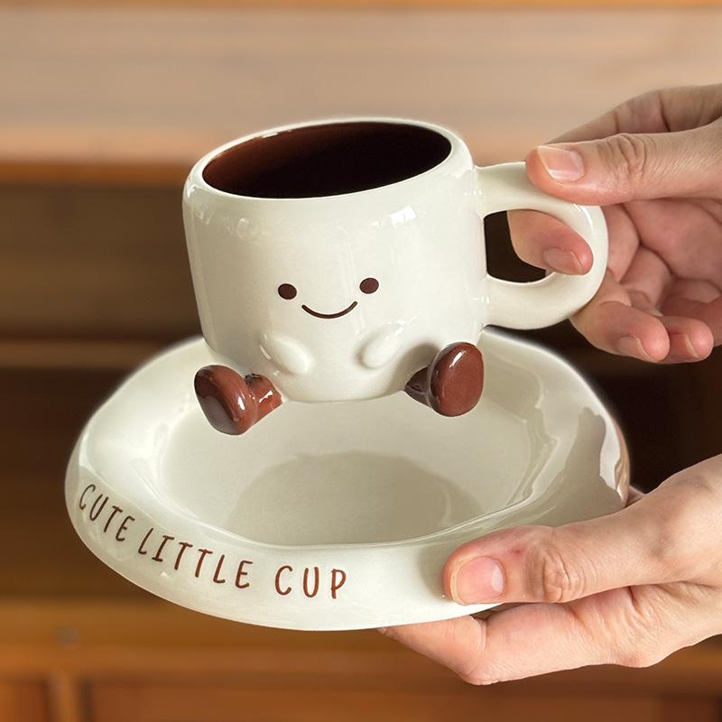 Small Feet High-Value Cup Cute Milk Cup Ceramic Water Cup Mug Office Coffee Cup With Saucer