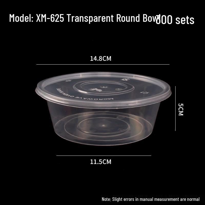 1000ml Round Transparent Plastic Takeaway Food Container with Lid