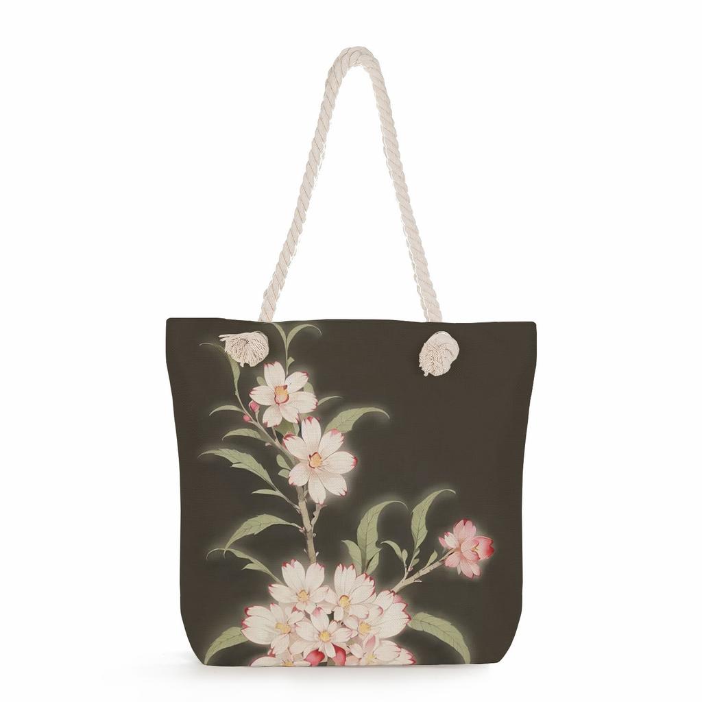 Flower Print Thick Rope Single-shoulder Beach Bag 7318 CLE