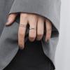 Double-Line Criss-Cross Adjustable Pure Silver Finger Ring for Women