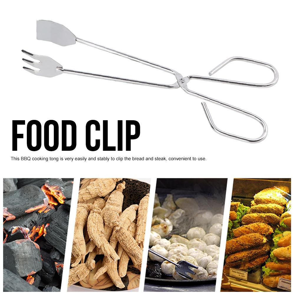 Stainless Steel Portable Long Handle BBQ Grill Food Clip Accessory Tongs Tool