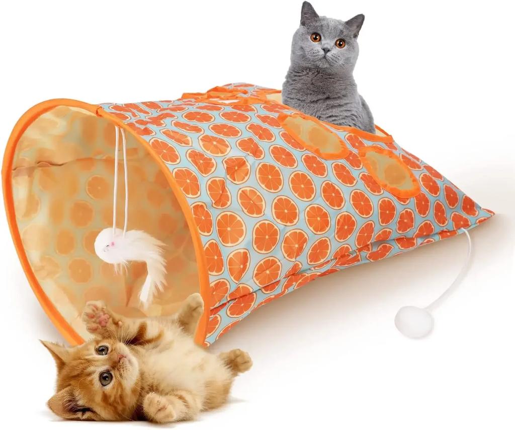 Cats Tunnel Bag Pet Cat Toys Play Tube Kitty Training Interactive Playing Fun Toy Dangling Mouse Crinkle Sounds Tunnel with Ball