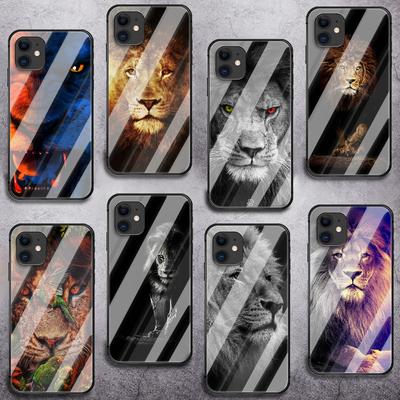 Leone Del Fumetto di Vetro Temperato Cassa Del Telefono Per il iPhone Samsung Galaxy OnePlus Oppo Xiaomi Redmi Nota SA 7 8 9 10 11 12 13 14 20 21 22 53 Pro Max Ultra