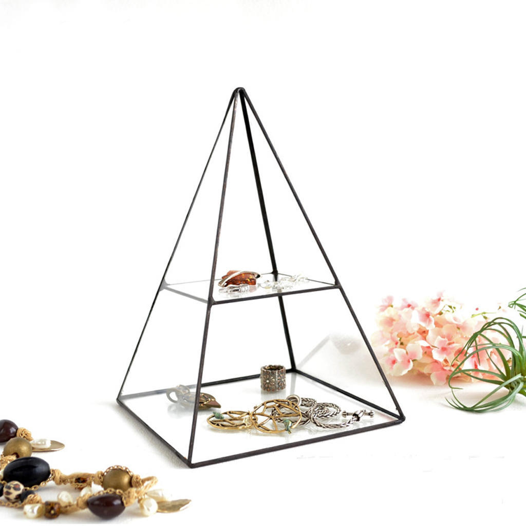 Glass Vintage Jewelry Box Octagon Jewelry Display Organizer Vanity Cabinet Decor Keepsake Cosmetic Makeup Storage Jewelry Box