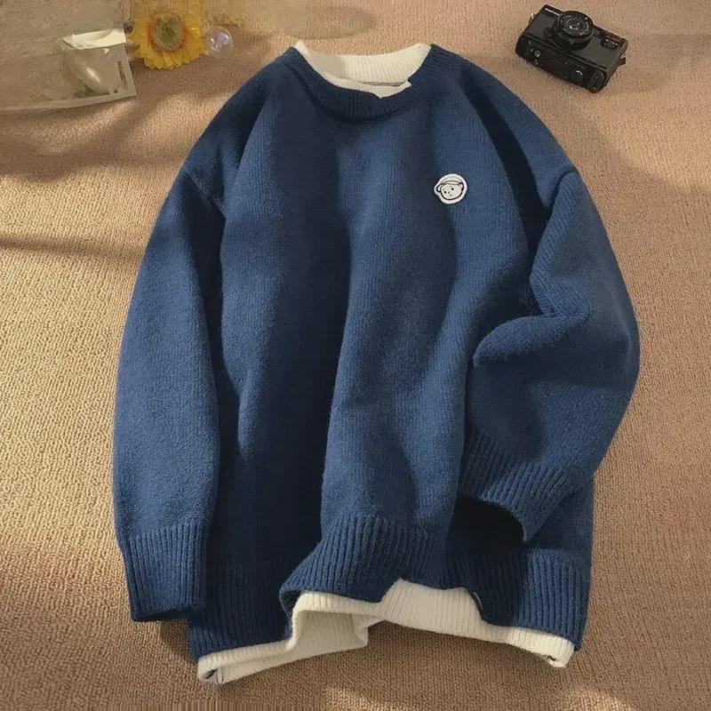 

Мужской свободный темно-синий свитер в стиле ретро Iceland Fair Isle M (for 47.5-57.5 kg) темно-синий