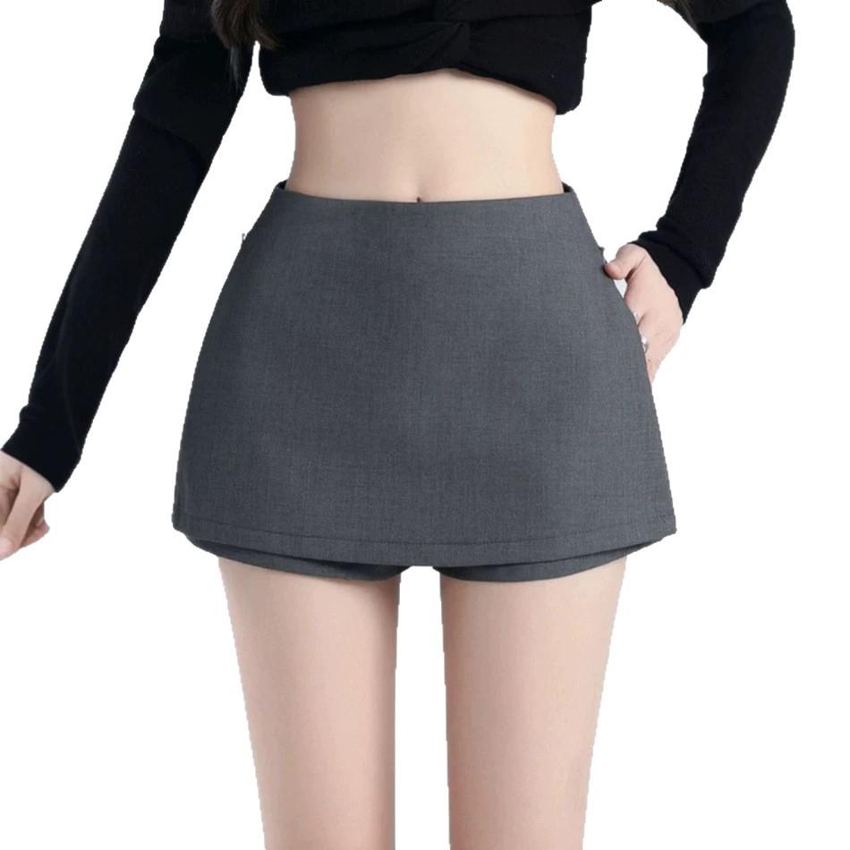 High Waist Suit Fabric A-Line Skort, Slim Wrap Mini Skirt, Elegant Bodycon Skort, Anti-Chafing Short Skirt for Spring Summer Office Casual Outfits