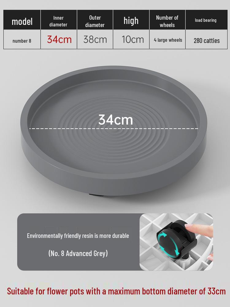 Mobile Flower Pot Tray with Universal Wheels – Green Plastic Plant Base