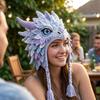 Adorable DIY Hand Crochet Hat Kit Warm Dragon Wolf Frog Hat  for Adults Teens Seniors