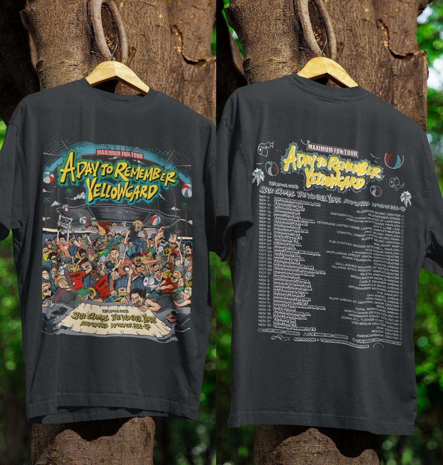 Yellowcard Tour 2025 Maximum Fun Tour A Day to Remember Concert T-Shirt 4XL