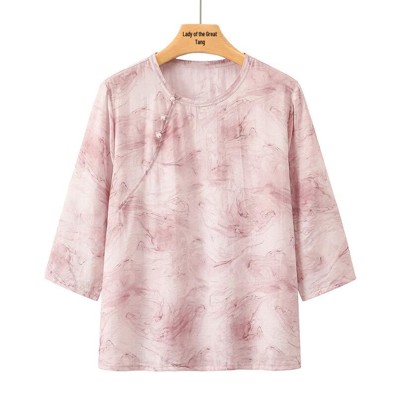 New Chinese Style Mid-Aged Women s Summer Blouse Collection XL