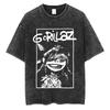 Washed Vintage Rock Band Gorillaz The Now Now Album Graphic Tshirt Men Retro Gothic Punk Tshirt Male Hip Hop Oversized T Shirt