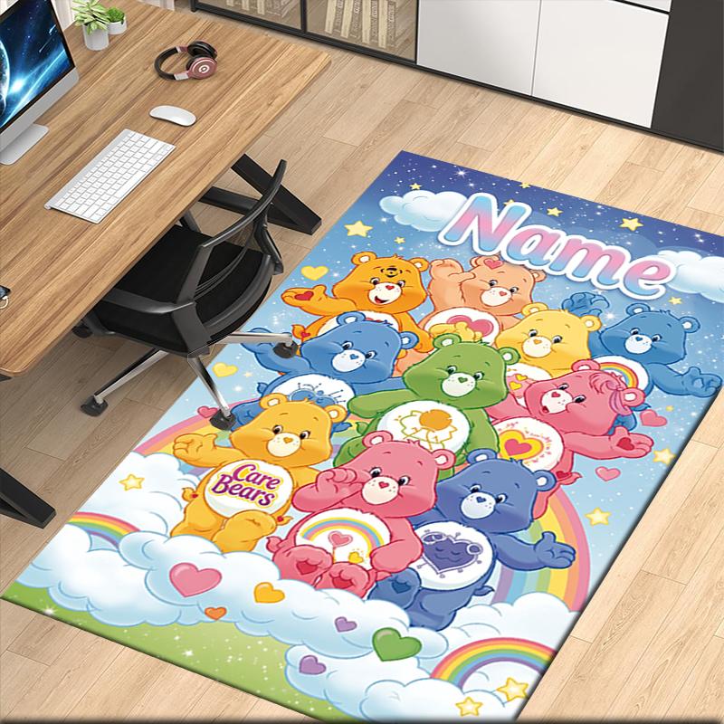 Custom Name Bear Printed Carpet Rug For Office Chair Living Room Bedroom Kitchen Room Decor Gifts