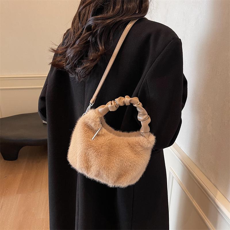 Furry Bag, Fluffy Handbag, Niche Fluffy Single-shoulder Crossbody Bag