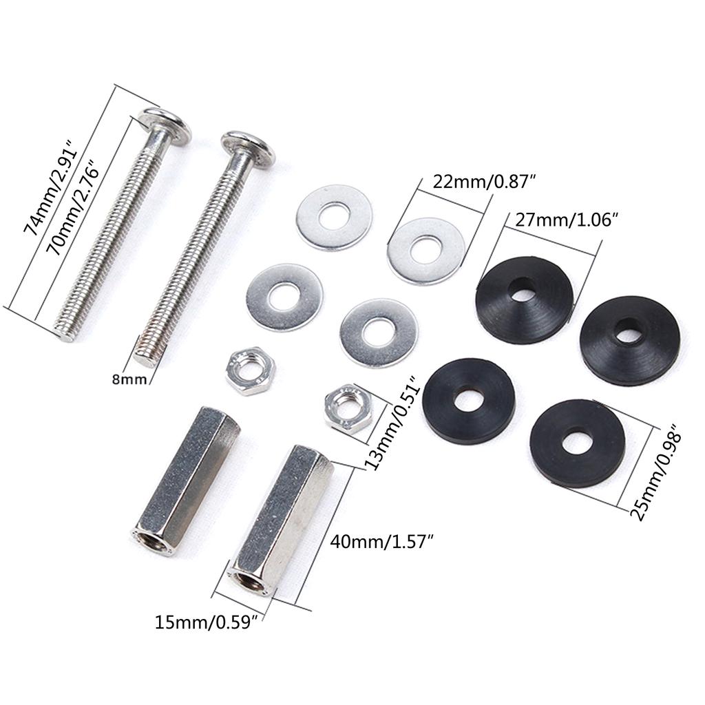 Stainless Steel Bolt Through Kit Practical Toilet Tank Screws for Connecting The Toilet Cistern To Pan Include Bolts
