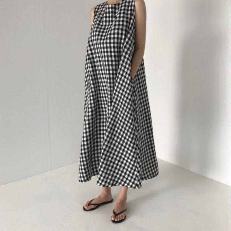 Dámské kostkované šaty s holými zády, výklenkové halter šaty