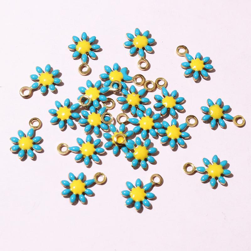 20pcs 10x7mm Small Flower Charms Pendant Enamel Stainless Steel DIY Jewelry Making Accessories Findings for Necklace Earrings