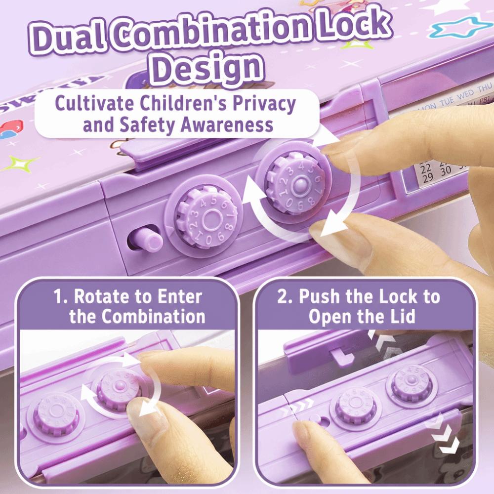 Large Capacity Pencil Case Password Lock Stationery Organizer Durable Pen Box  Kids