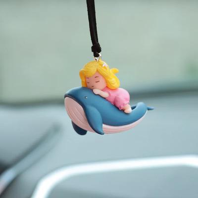 Car  Cartoon Ornaments Whale Surfing Diver Car Rearview Mirror Auto Pendant Interior Accessories Decoration Parts