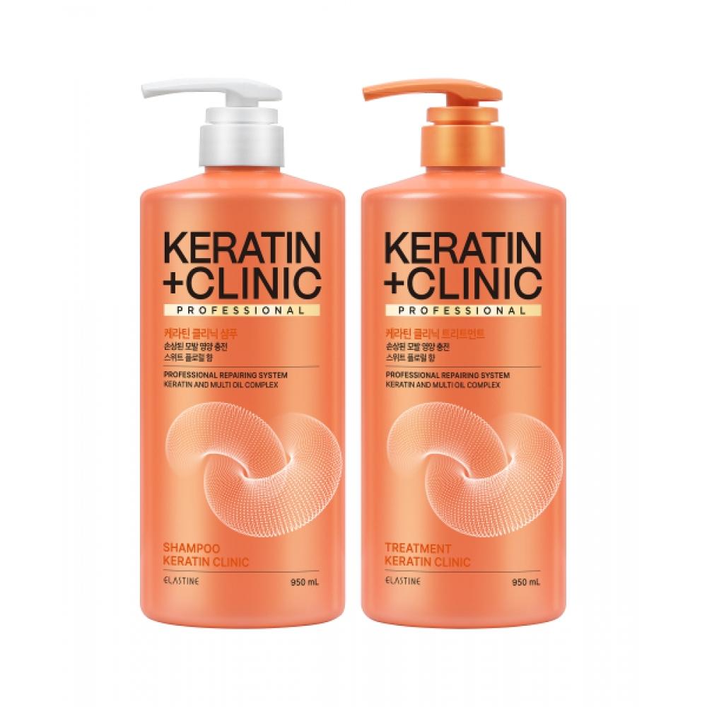 Elastine Keratin Clinic Sweet Floral Scented Shampoo 950 Ml + Treatment 950 Ml NONE