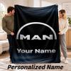 Custom Name MAN Truck Flannel Throw Blanket Personalized Text Soft Blanket Bed Sofa Gift