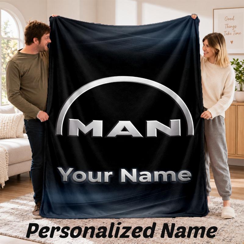 Custom Name MAN Truck Flannel Throw Blanket Personalized Text Soft Blanket Bed Sofa Gift