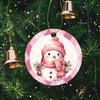 Cute Pink Winter Snowman Plaid Design Acrylic Christmas Tree Ornament Festive Holiday Home Decor Xmas Tree Hanging Pendant New Year Party Decoration